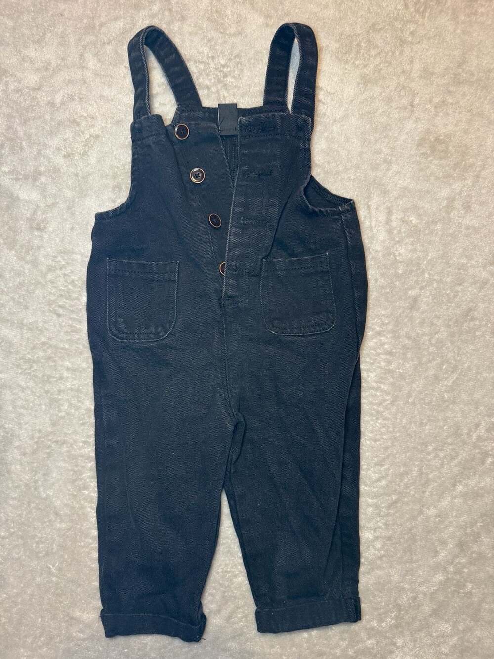SHEIN Baby Toddler Black Denim Overalls